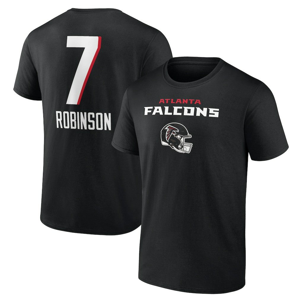 Bijan Robinson Atlanta Falcons Team Wordmark Name & Number T-Shirt - Black on sale
