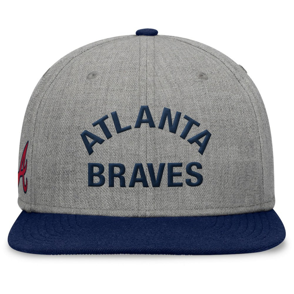 Atlanta Braves Elements Flat Brim Snapbuckle Hat - Heather Gray/Navy