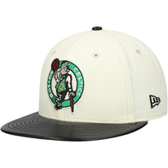 Boston Celtics Faux Leather Visor Two-Tone 59FIFTY Fitted Hat - White/Black | New Era on sale