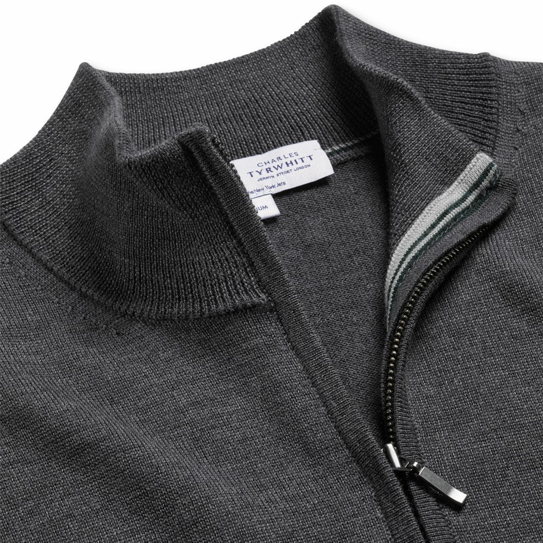 New York Jets Charles Tyrwhitt Merino Quarter-Zip Pullover Sweater - Gray online