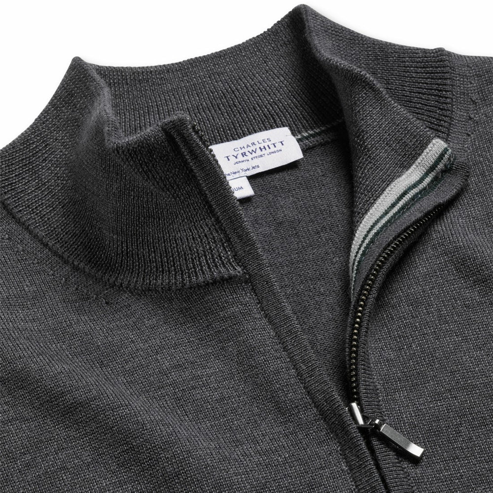 New York Jets Charles Tyrwhitt Merino Quarter-Zip Pullover Sweater - Gray online