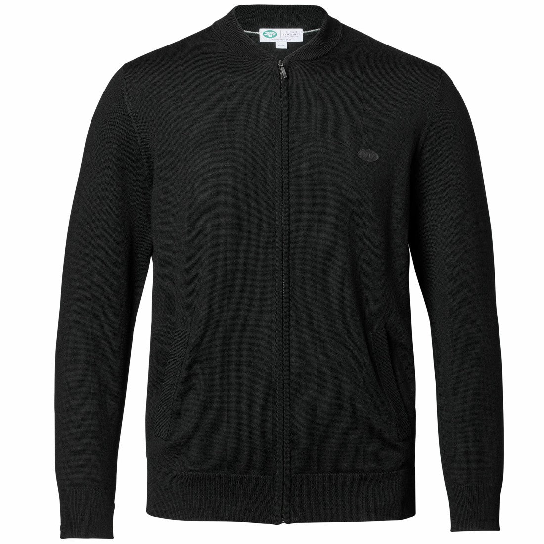 New York Jets Charles Tyrwhitt Merino Full-Zip Sweater - Black outlet