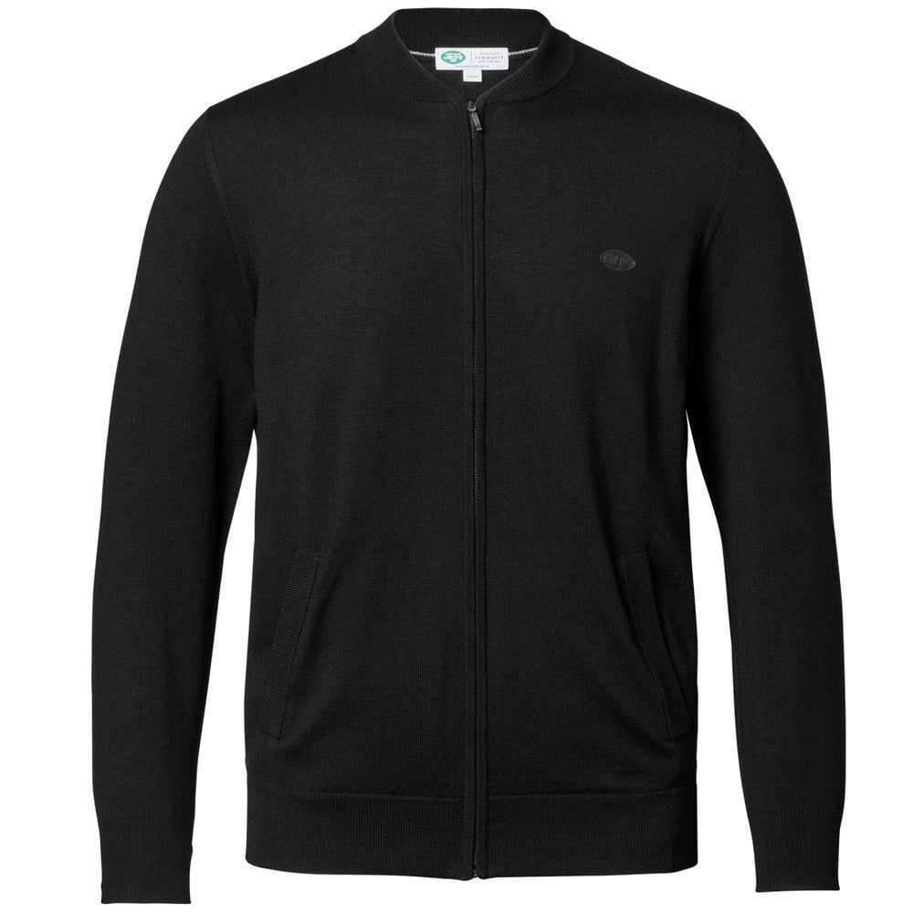 New York Jets Charles Tyrwhitt Merino Full-Zip Sweater - Black outlet