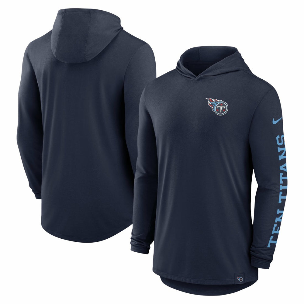 Tennessee Titans Blitz Tri-Blend Dri-FIT Long Sleeve Hoodie T-Shirt - Navy | Nike outlet