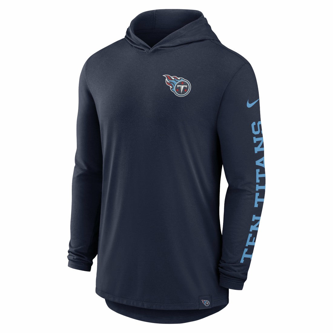 Tennessee Titans Blitz Tri-Blend Dri-FIT Long Sleeve Hoodie T-Shirt - Navy | Nike outlet
