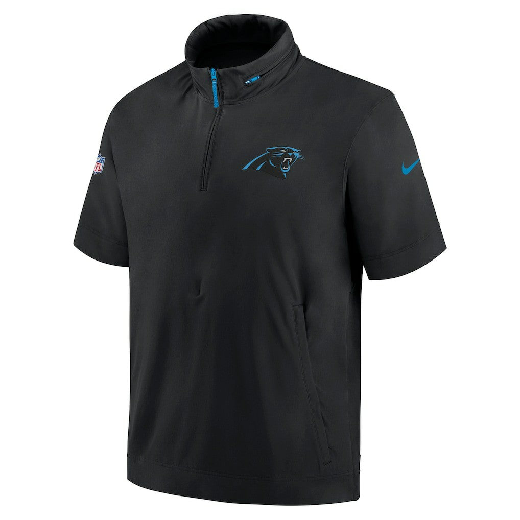 Carolina Panthers 2024 Sideline Coach Short Sleeve Half-Zip Hoodie Jacket - Black | Nike outlet