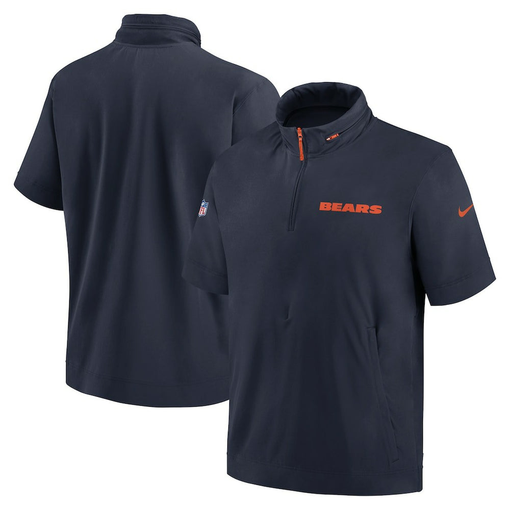 Chicago Bears 2024 Sideline Coach Short Sleeve Half-Zip Hoodie Jacket - Navy | Nike cheap