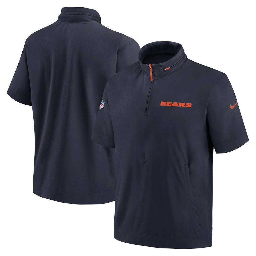Chicago Bears 2024 Sideline Coach Short Sleeve Half-Zip Hoodie Jacket - Navy | Nike cheap