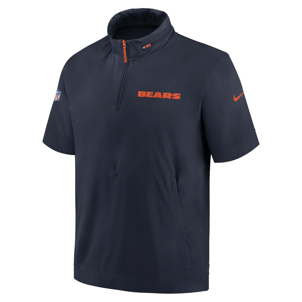 Chicago Bears 2024 Sideline Coach Short Sleeve Half-Zip Hoodie Jacket - Navy | Nike cheap