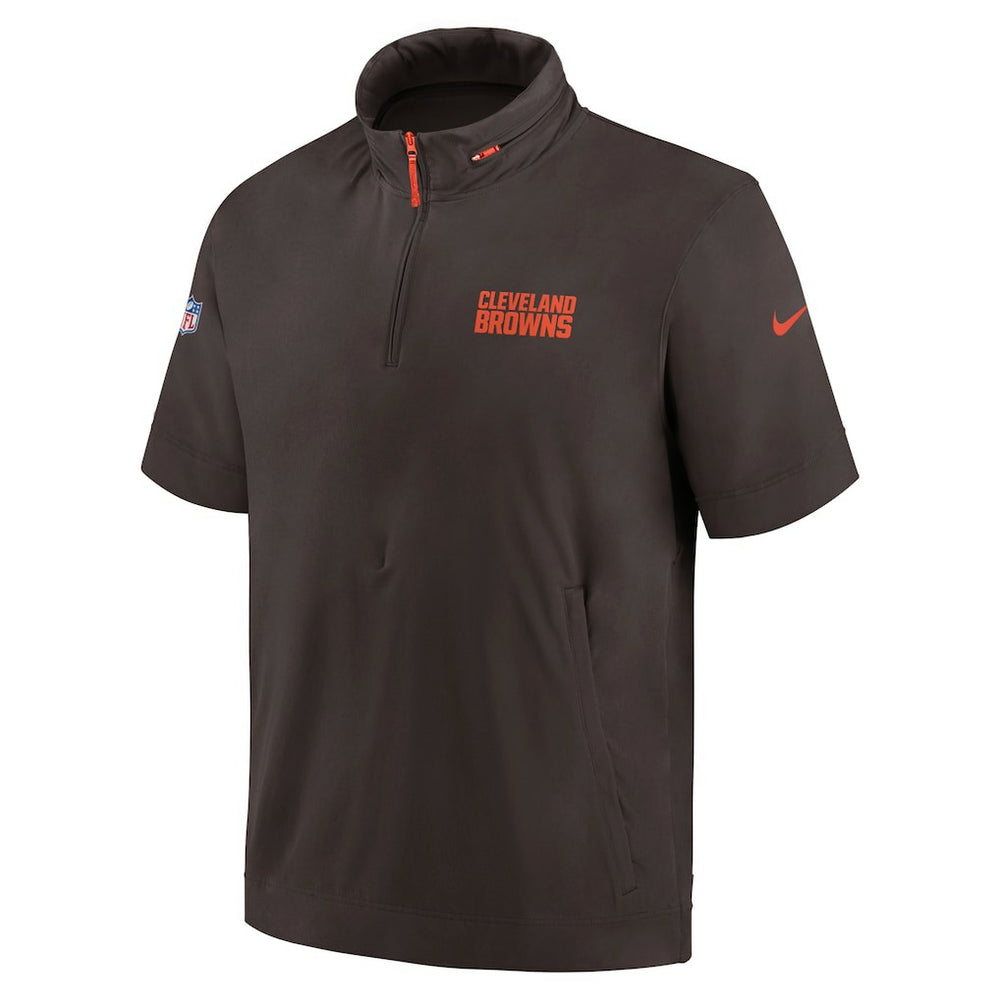 Cleveland Browns 2024 Sideline Coach Short Sleeve Half-Zip Hoodie Jacket - Brown | Nike online