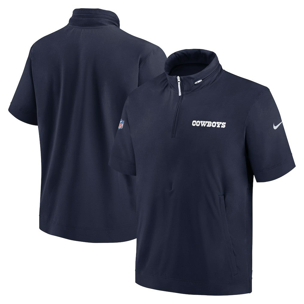 Dallas Cowboys 2024 Sideline Coach Short Sleeve Half-Zip Hoodie Jacket - Navy | Nike cheap