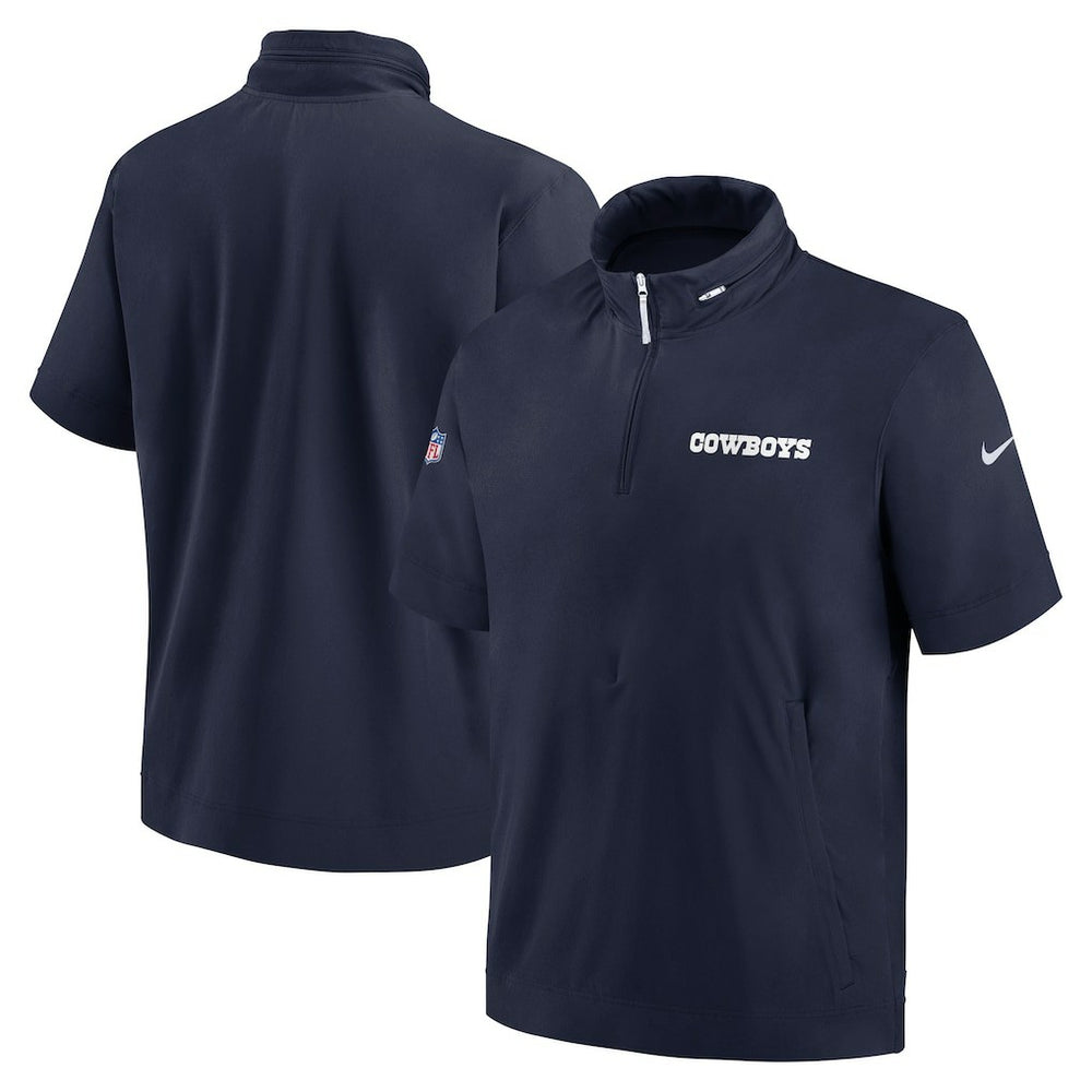 Dallas Cowboys 2024 Sideline Coach Short Sleeve Half-Zip Hoodie Jacket - Navy | Nike cheap