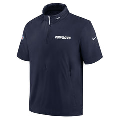 Dallas Cowboys 2024 Sideline Coach Short Sleeve Half-Zip Hoodie Jacket - Navy | Nike cheap