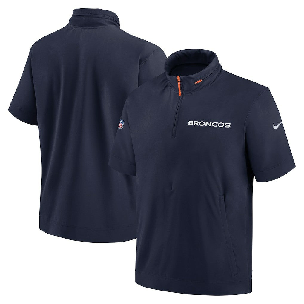 Denver Broncos 2024 Sideline Coach Short Sleeve Half-Zip Hoodie Jacket - Navy | Nike outlet