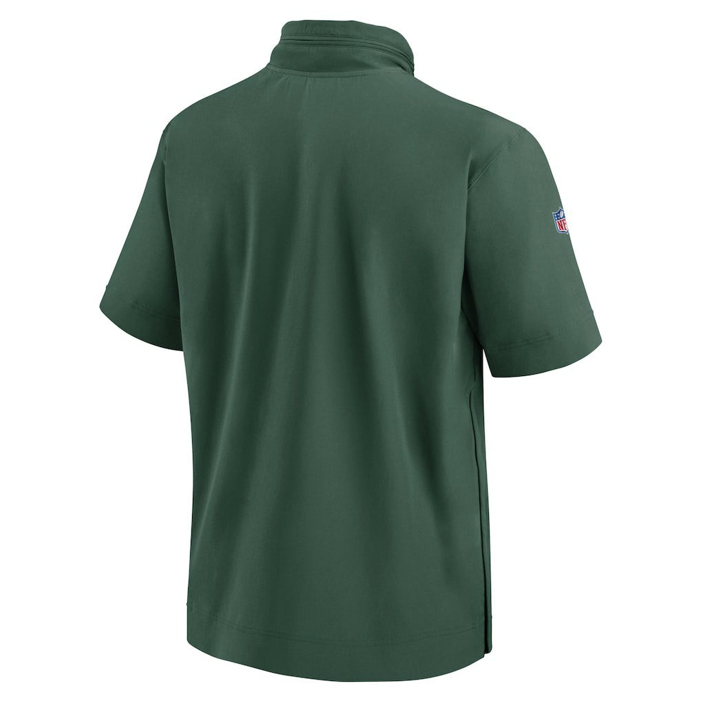 Green Bay Packers 2024 Sideline Coach Short Sleeve Half-Zip Hoodie Jacket - Green | Nike for sale