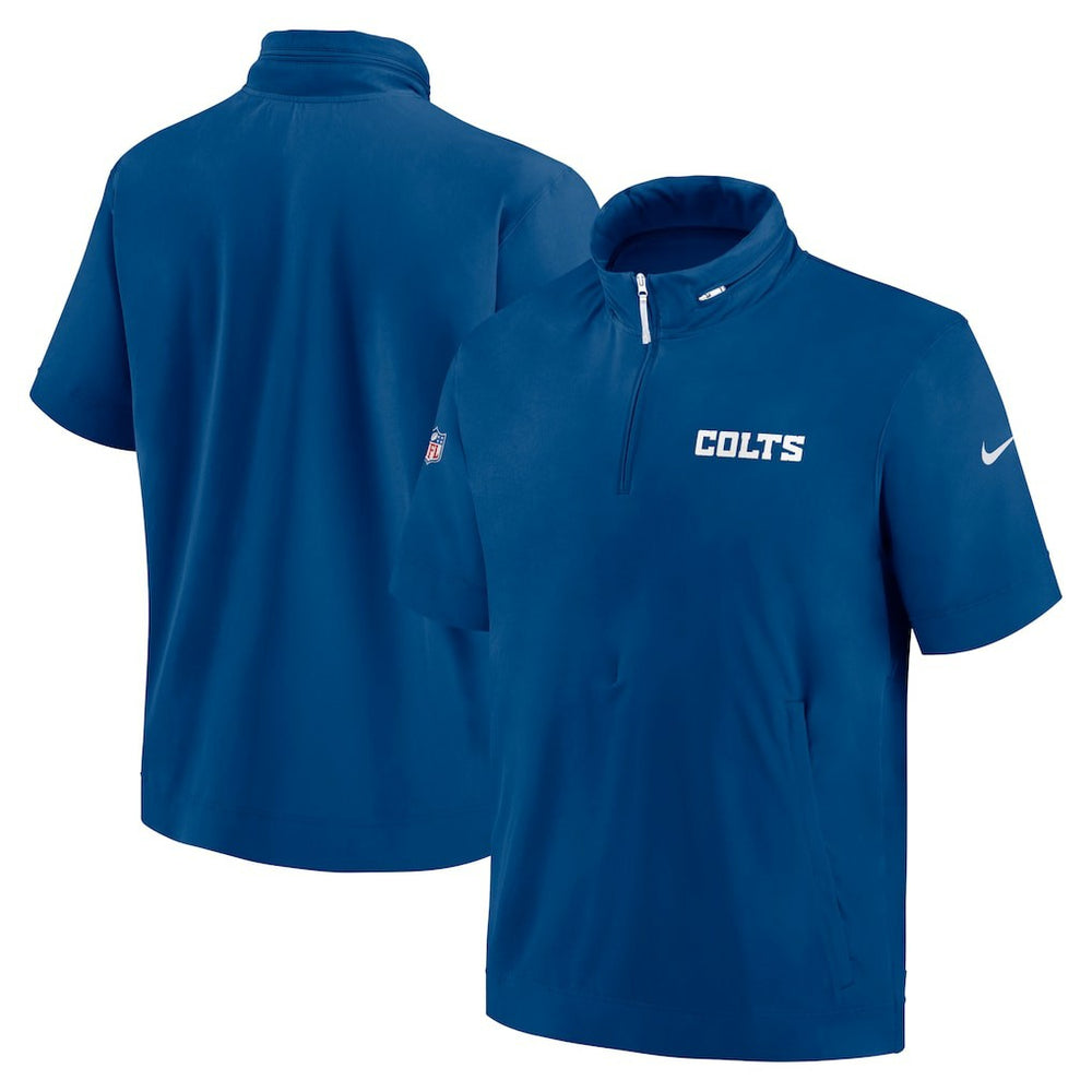 Indianapolis Colts 2024 Sideline Coach Short Sleeve Half-Zip Hoodie Jacket - Royal | Nike on sale