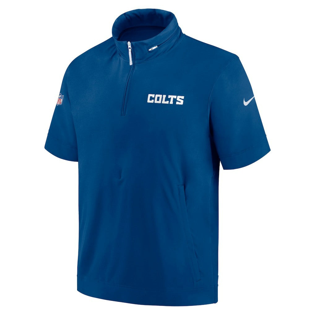 Indianapolis Colts 2024 Sideline Coach Short Sleeve Half-Zip Hoodie Jacket - Royal | Nike on sale