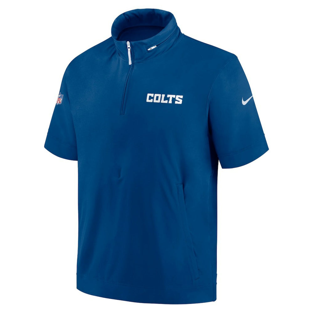 Indianapolis Colts 2024 Sideline Coach Short Sleeve Half-Zip Hoodie Jacket - Royal | Nike on sale