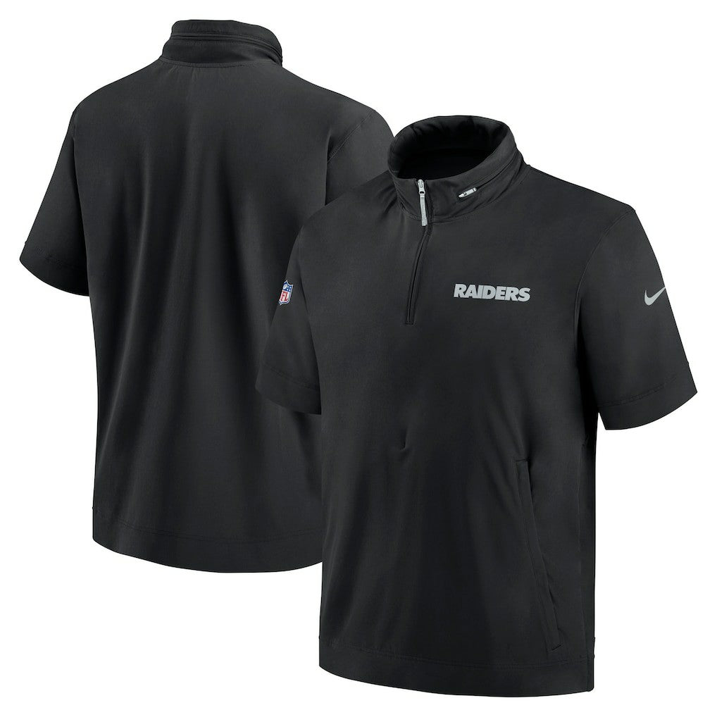 Las Vegas Raiders 2024 Sideline Coach Short Sleeve Half-Zip Hoodie Jacket - Black | Nike on sale
