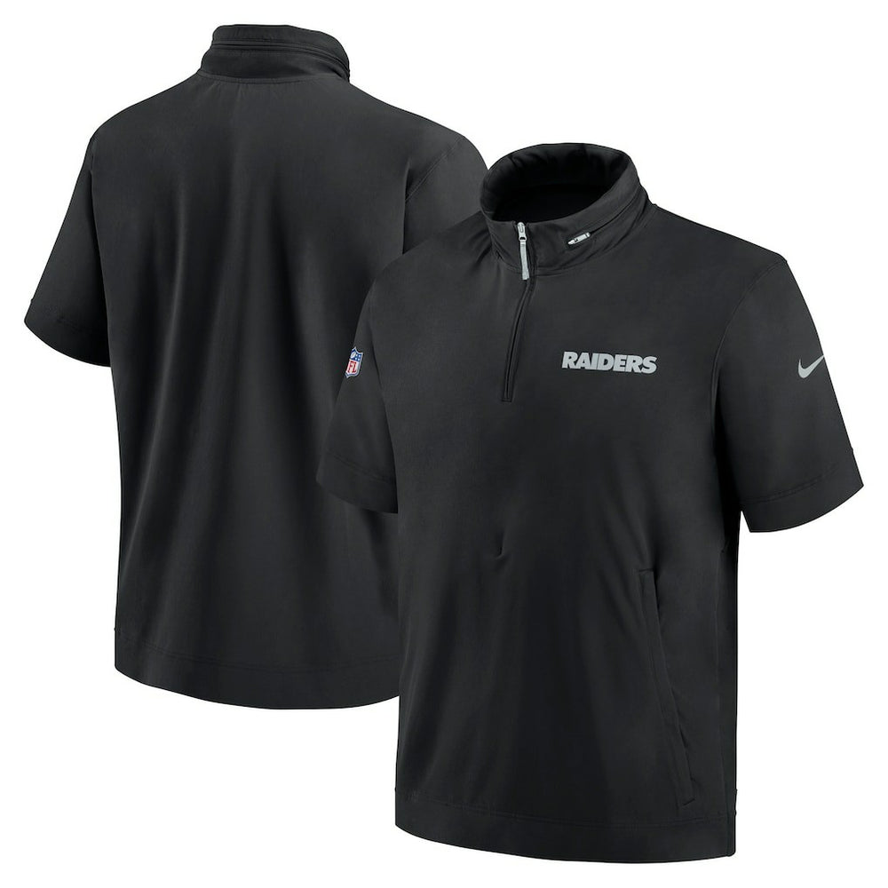 Las Vegas Raiders 2024 Sideline Coach Short Sleeve Half-Zip Hoodie Jacket - Black | Nike on sale