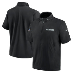 Las Vegas Raiders 2024 Sideline Coach Short Sleeve Half-Zip Hoodie Jacket - Black | Nike on sale