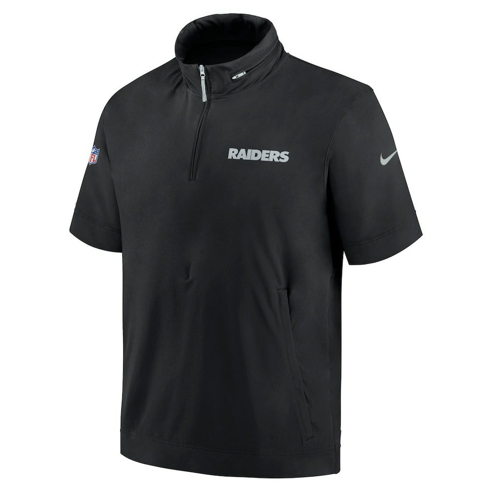 Las Vegas Raiders 2024 Sideline Coach Short Sleeve Half-Zip Hoodie Jacket - Black | Nike on sale