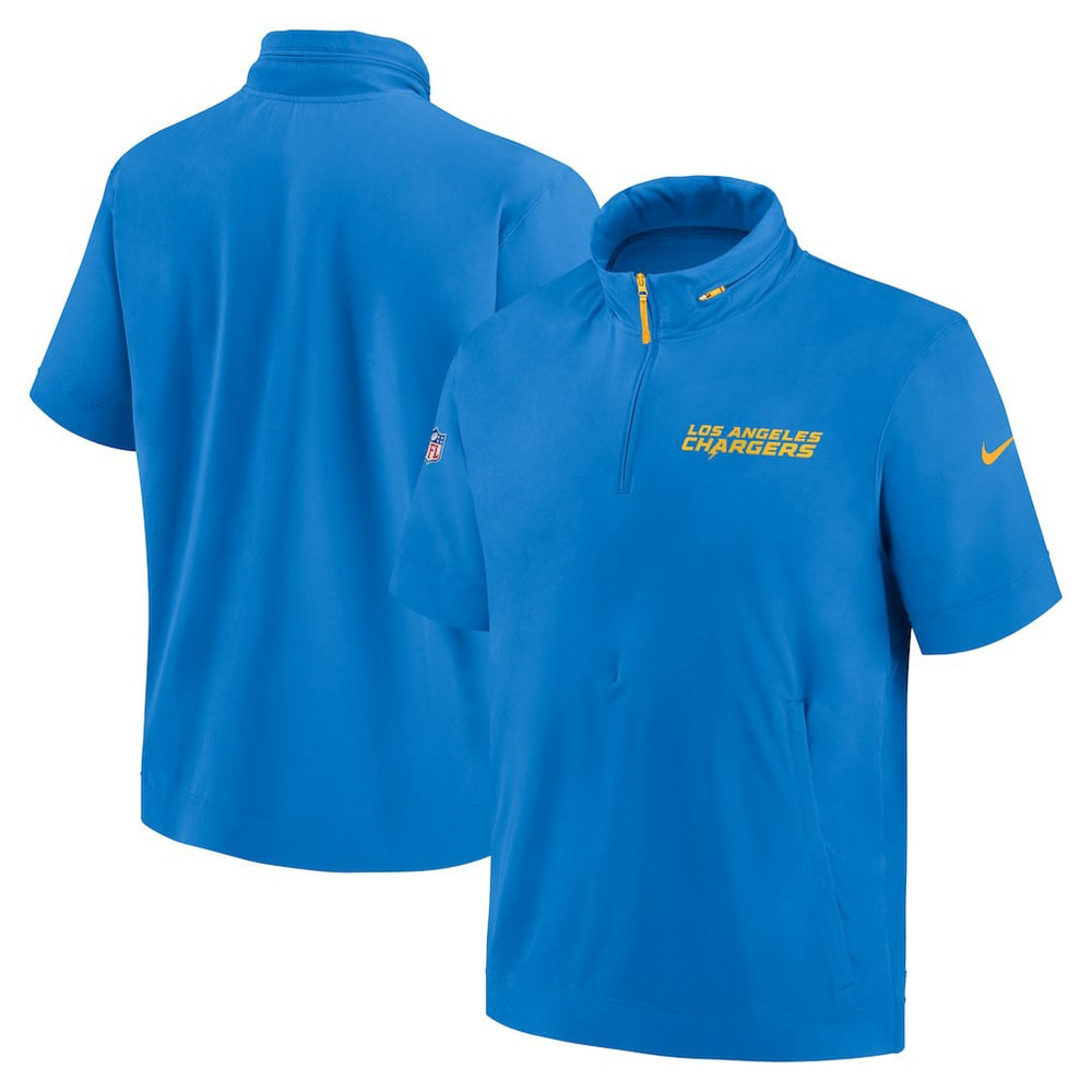 Los Angeles Chargers 2024 Sideline Coach Short Sleeve Half-Zip Hoodie Jacket - Powder Blue | Nike for sale