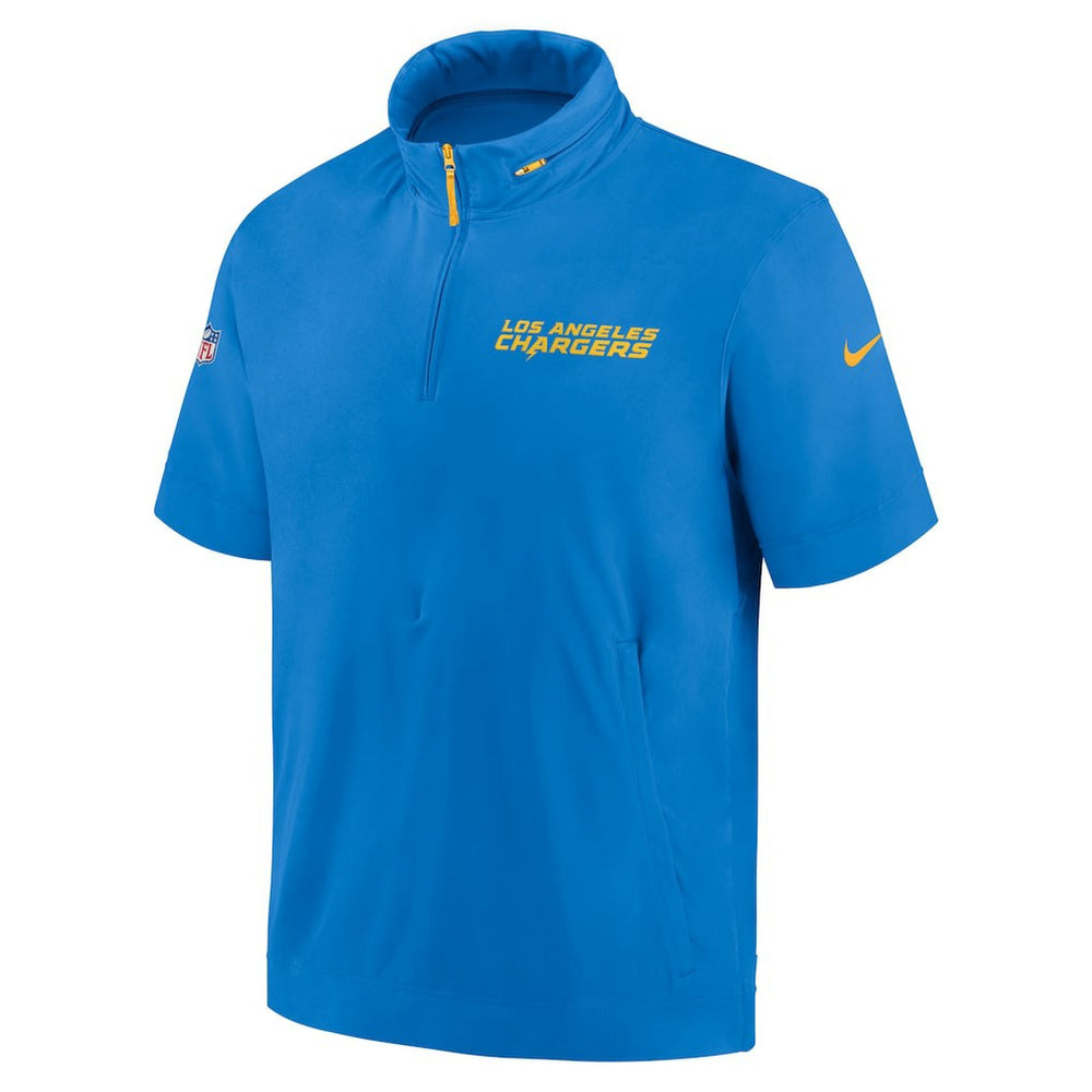 Los Angeles Chargers 2024 Sideline Coach Short Sleeve Half-Zip Hoodie Jacket - Powder Blue | Nike for sale