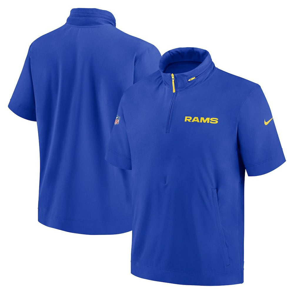 Los Angeles Rams 2024 Sideline Coach Short Sleeve Half-Zip Hoodie Jacket - Royal | Nike online