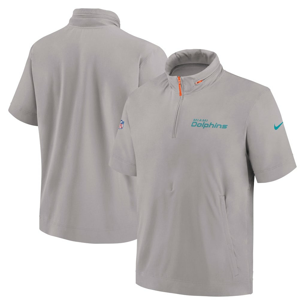 Miami Dolphins 2024 Sideline Coach Short Sleeve Half-Zip Hoodie Jacket - Gray | Nike cheap