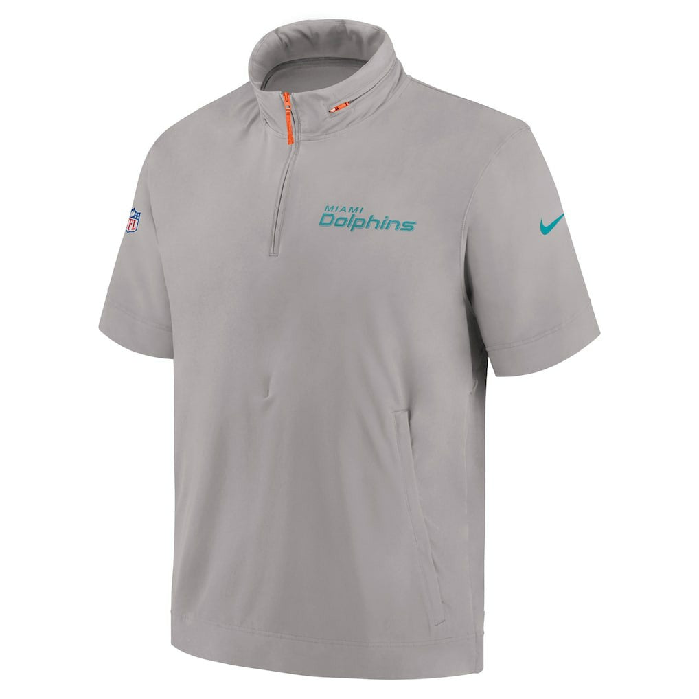 Miami Dolphins 2024 Sideline Coach Short Sleeve Half-Zip Hoodie Jacket - Gray | Nike cheap