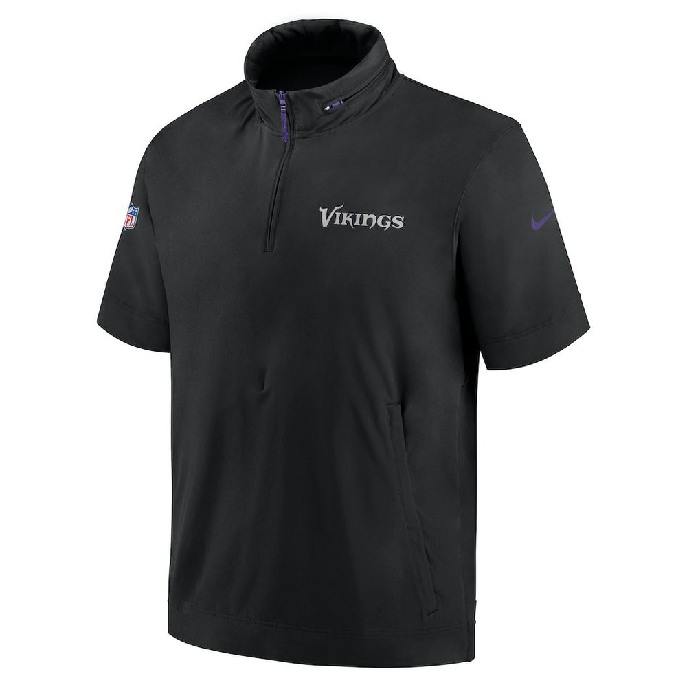 Minnesota Vikings 2024 Sideline Coach Short Sleeve Half-Zip Hoodie Jacket - Black | Nike outlet