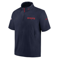 New England Patriots 2024 Sideline Coach Short Sleeve Half-Zip Hoodie Jacket - Navy | Nike on sale