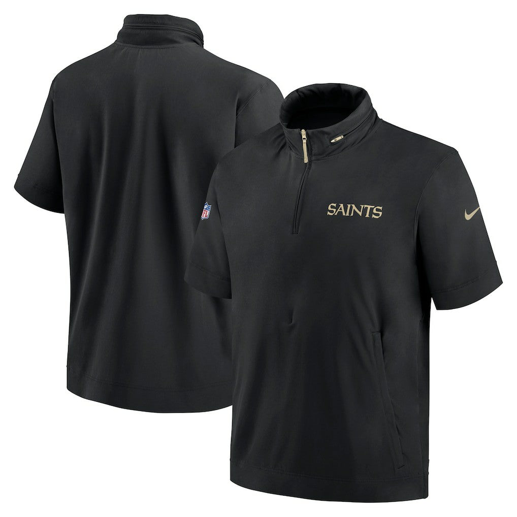 New Orleans Saints 2024 Sideline Coach Short Sleeve Half-Zip Hoodie Jacket - Black | Nike sale