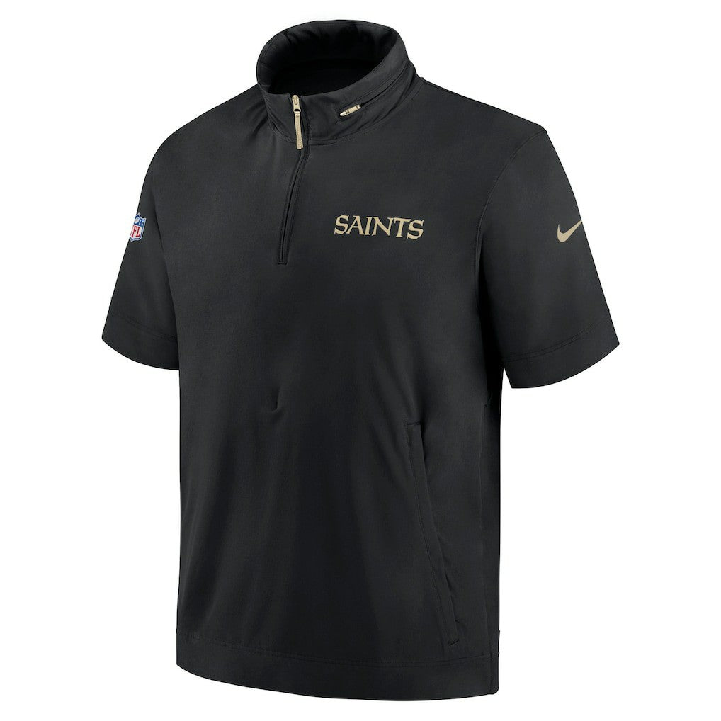 New Orleans Saints 2024 Sideline Coach Short Sleeve Half-Zip Hoodie Jacket - Black | Nike sale