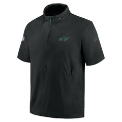 New York Jets 2024 Sideline Coach Short Sleeve Half-Zip Hoodie Jacket - Black | Nike on sale