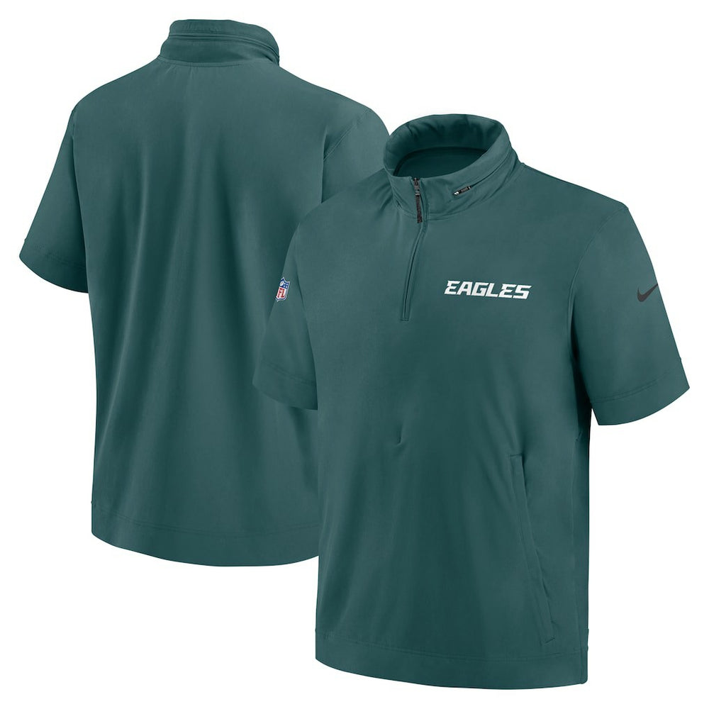 Philadelphia Eagles 2024 Sideline Coach Short Sleeve Half-Zip Hoodie Jacket - Midnight Green | Nike online