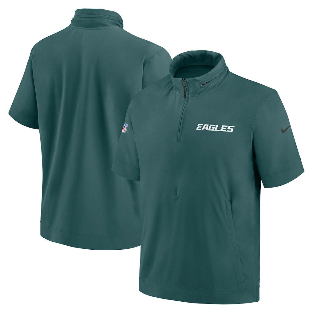 Philadelphia Eagles 2024 Sideline Coach Short Sleeve Half-Zip Hoodie Jacket - Midnight Green | Nike online