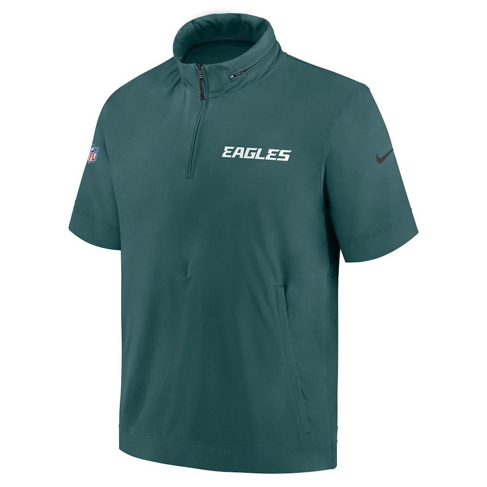 Philadelphia Eagles 2024 Sideline Coach Short Sleeve Half-Zip Hoodie Jacket - Midnight Green | Nike online
