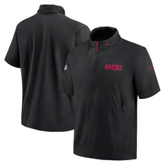 San Francisco 49ers 2024 Sideline Coach Short Sleeve Half-Zip Hoodie Jacket - Black | Nike online
