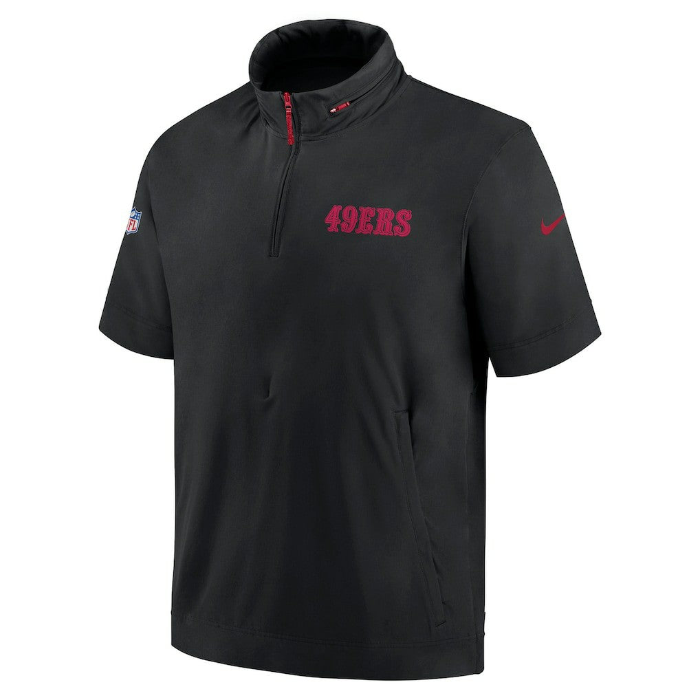 San Francisco 49ers 2024 Sideline Coach Short Sleeve Half-Zip Hoodie Jacket - Black | Nike online