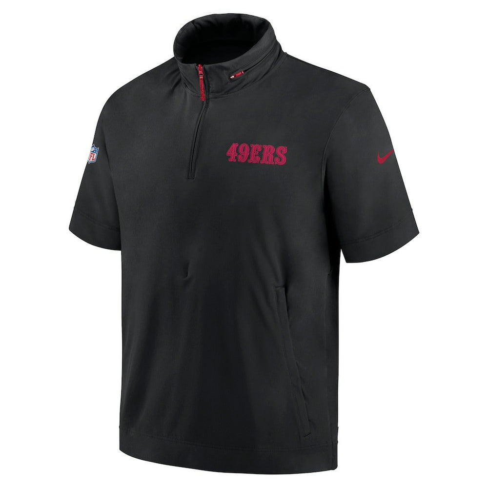 San Francisco 49ers 2024 Sideline Coach Short Sleeve Half-Zip Hoodie Jacket - Black | Nike online
