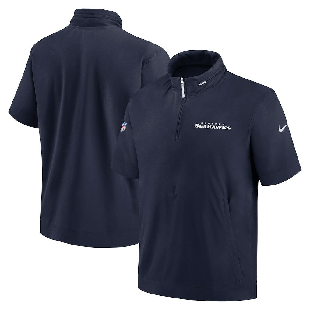 Seattle Seahawks 2024 Sideline Coach Short Sleeve Half-Zip Hoodie Jacket - College Navy | Nike cheap