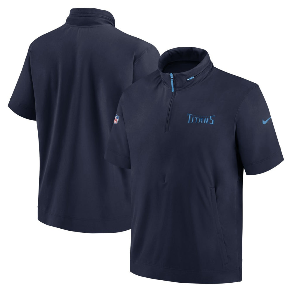 Tennessee Titans 2024 Sideline Coach Short Sleeve Half-Zip Hoodie Jacket - Navy | Nike discount