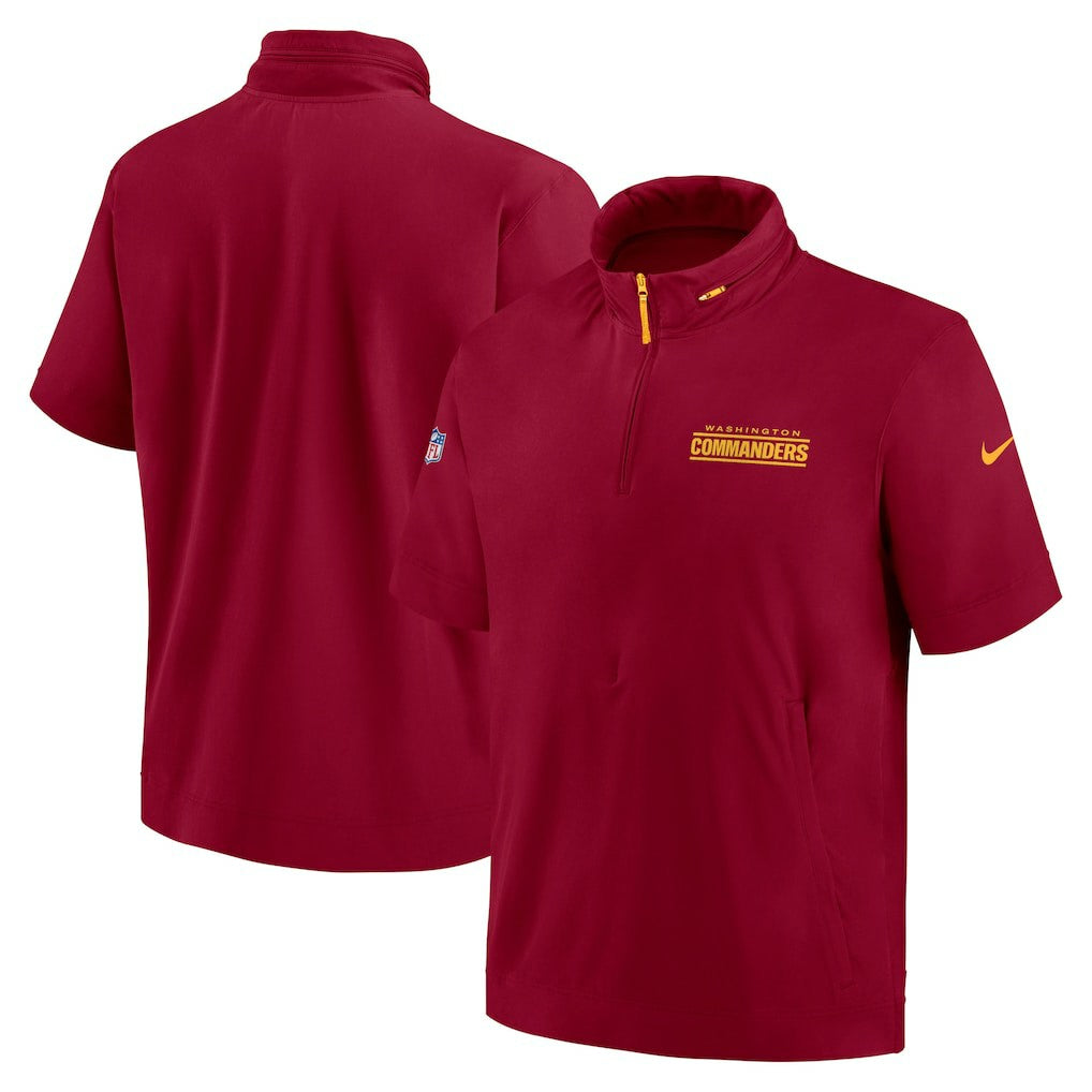 Washington Commanders 2024 Sideline Coach Short Sleeve Half-Zip Hoodie Jacket - Burgundy | Nike on sale