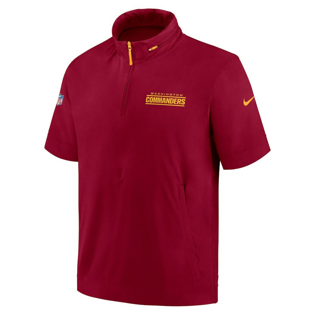 Washington Commanders 2024 Sideline Coach Short Sleeve Half-Zip Hoodie Jacket - Burgundy | Nike on sale