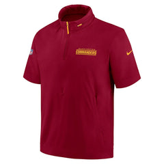 Washington Commanders 2024 Sideline Coach Short Sleeve Half-Zip Hoodie Jacket - Burgundy | Nike on sale