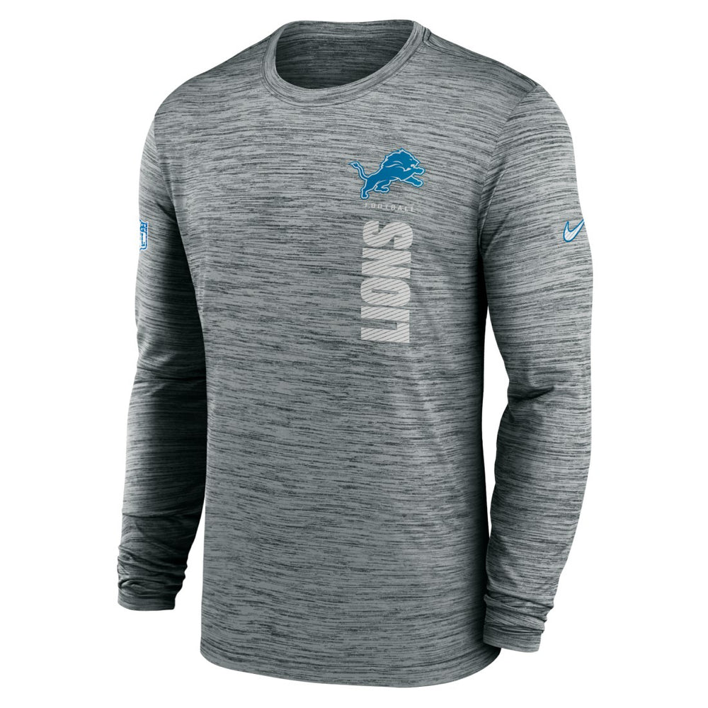 Detroit Lions Sideline Velocity Dri-FIT Long Sleeve T-Shirt - Gray | Nike for sale
