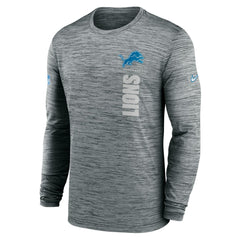 Detroit Lions Sideline Velocity Dri-FIT Long Sleeve T-Shirt - Gray | Nike for sale