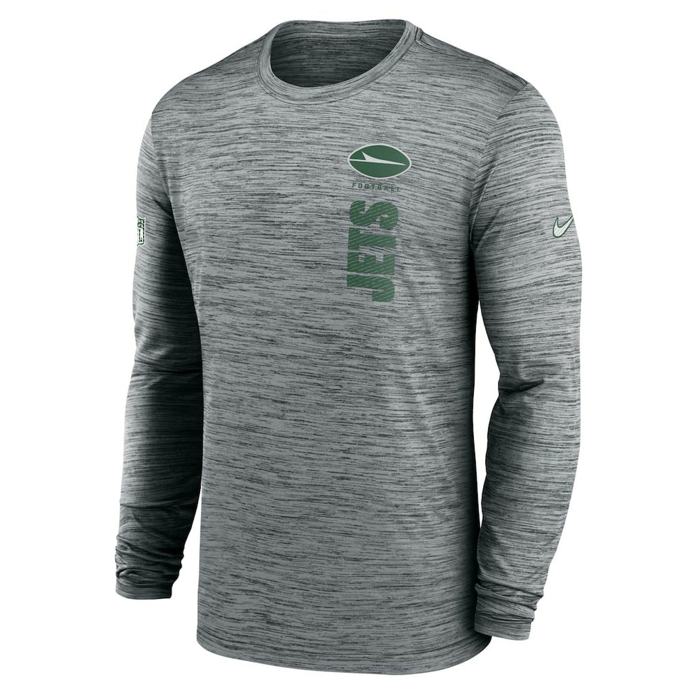 New York Jets Sideline Velocity Dri-FIT Long Sleeve T-Shirt - Gray | Nike for sale